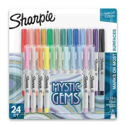 Sharpie Mystic Gems Permanent Markers, Ultra Fine Tip, Assorted, 24/Pack (2136772)