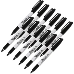 Sharpie Permanent Marker, Fine Point, Black, 12/Pack (SAN30001-12) Sale