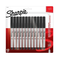 Sharpie Permanent Marker, Ultra Fine Tip, Black, Dozen (2154735)