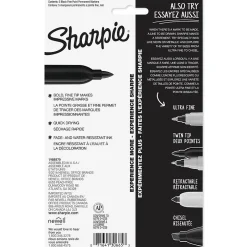 Sharpie Permanent Marker, Fine Tip, , 5/Pack (30665) Black New