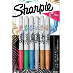 Sharpie Permanent Markers, Fine Tip, Assorted Metallic, 6/Pack (2029678) Assorted Metallics NEW Sale