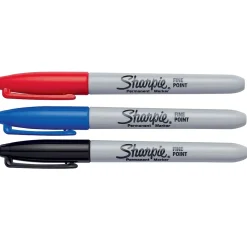 Sharpie Permanent Markers, Fine Tip, Assorted Inks, 3/Pack (30173) Assorted Colors Outlet