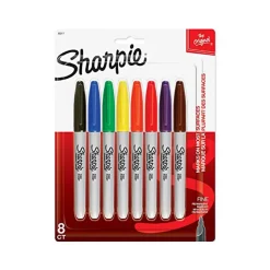 Sharpie Permanent Markers, Fine Tip, Assorted Colors, 8/Pack (30217) New