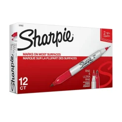 Sharpie Permanent Markers, Twin Tip, Red, 12/Pack (32002) Discount