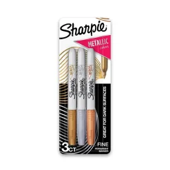 Sharpie Permanent Markers, Fine Tip, Assorted Metallic, 3/Pack (1823815) Assorted Colors (Metallics)