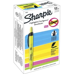 Sharpie Retractable Highlighter, Chisel Tip, Yellow, Dozen (28025) Discount