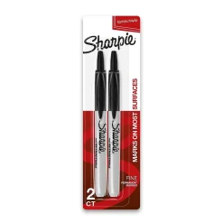 Sharpie Retractable Permanent Markers, Fine Tip, Black, 2/Pack (32724) Online