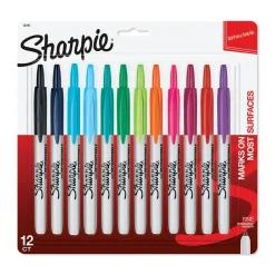 Sharpie Retractable Permanent Markers, Fine Tip, Assorted, 12/Pack (32707) Assorted Colors New