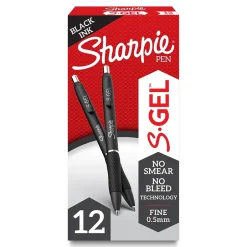 Sharpie S-Gel Retractable Gel Pens, Fine Point, 0.5mm, Ink, Dozen (2096145) Black Hot