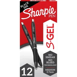 Sharpie S-Gel Retractable Gel Pens, Medium Point, 0.7mm, Ink, Dozen (2096159) Black Best