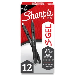 Sharpie S-Gel Retractable Gel Pens, 0.38 mm, Ultra Fine Point, Black Ink, Dozen (2140521) Discount