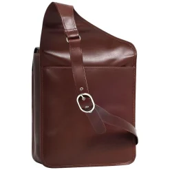 McKlein Siamod Manarola Sabotino, Oil Pull-Up Leather, Vertical Messenger Bag, Cognac (25414)