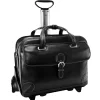 McKlein Siamod VERNAZZA, CARUGETTO, Napa Cashmere Leather, Patented Detachable -Wheeled Laptop Briefcase, Black (45295)