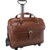 McKlein Siamod VERNAZZA, CARUGETTO, Napa Cashmere Leather, Patented Detachable -Wheeled Laptop Briefcase, Cognac (45294)