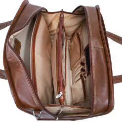 McKlein Siamod VERNAZZA, CARUGETTO, Napa Cashmere Leather, Patented Detachable -Wheeled Laptop Briefcase, Cognac (45294)