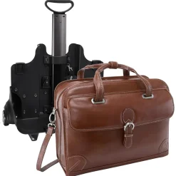 McKlein Siamod VERNAZZA, CARUGETTO, Napa Cashmere Leather, Patented Detachable -Wheeled Laptop Briefcase, Cognac (45294)