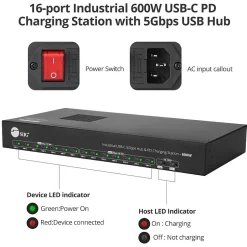 Usb Hubs<SIIG USB-C to USB-C Charging Station, Black (ID-US0B11-S2)