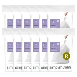 simplehuman Code R 2.6 Gallon Trash Bag, Low Density, White, 240 Bags/Box (CW0253)