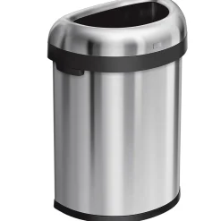 simplehuman Semi-Round Open Trash Can, Heavy-Gauge Brushed Stainless Steel, 21 Gallon (CW1473)