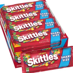Gummy & Chewy Candy<Skittles Original Fruit Flavored Candy, 4 oz, 24/Box (MMM04460)