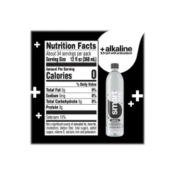 Bottled Water<smartwater alkaline with antioxidant Water, 33.81 fl. oz., 12 Bottles/Pack (786162411167)