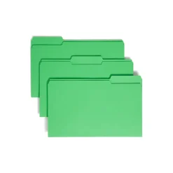 Smead CutLess® File Folder, 3 Tab, Legal Size, Green, 100/Bx (17143) Clearance