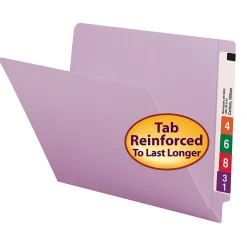 Smead End-Tab File Folders, Shelf-Master Reinforced Straight-Cut Tab, Letter Size, , 100/Bx (25410) Lavender Outlet