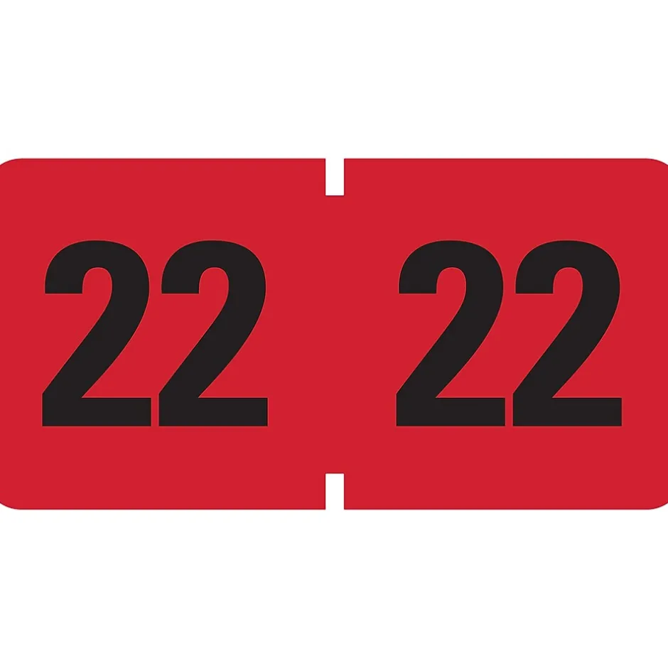 Smead ETYJ 2022 Color-Coded Year Label, 0.75”H x 1.5" W, Black on Red, 500 Labels/Roll (68322) Clearance