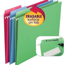Smead FasTab 10% Recycled Hanging File Folder, 3-Tab, Letter Size, Assorted Colors, 18/Box (64031) Best