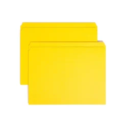Smead File Folder, Reinforced Straight-Cut Tab, Letter Size, Yellow, 100 per Box (12910)