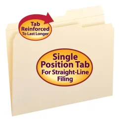 Smead File Folders, Reinforced 2/5-Cut Right Position, Guide Height, Letter Size, Manila, 100/Box (10386) Outlet