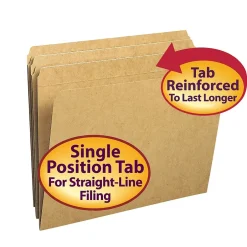 Smead File Folders, Reinforced Straight-Cut Tab, Letter Size, Kraft, 100/Box (10710) New