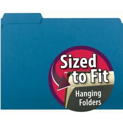 Smead Interior File Folder, 3 Tab, Letter Size, Sky Blue, 100/BX (10287) New