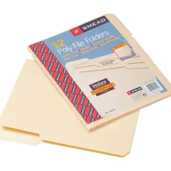 Smead Poly File Folder, 1/3-Cut Tab, Letter Size, Manila, 12 per Pack (10510) New