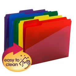 Smead Poly File Folder with Slash Pocket, 1/3-Cut Tab, Letter Size, Assorted Colors, 30/Box (10540)