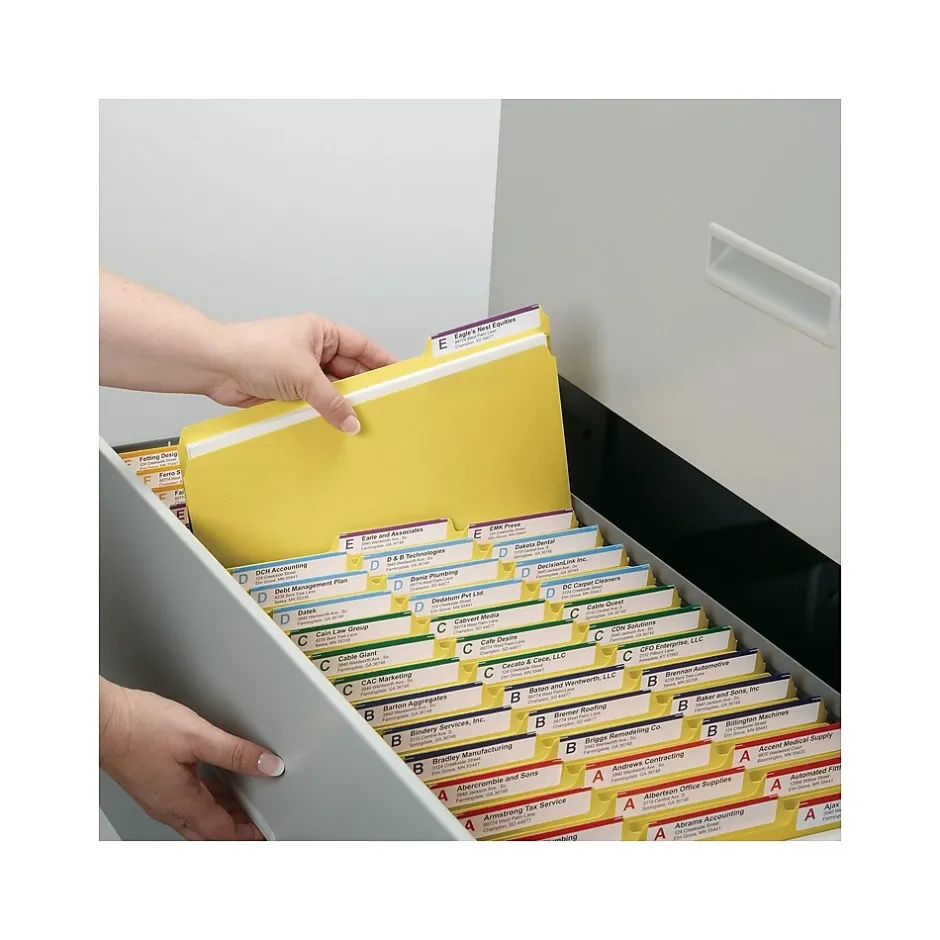 Smead Pressboard File Folders, 1/3-Cut Tab, 1" Expansion, Letter Size, Yellow, 25/Box (21562) Best