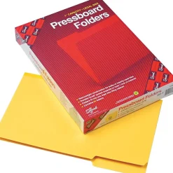 Smead Pressboard File Folder, 1/3-Cut Tab, 1" Expansion, Legal Size, Yellow, 25/Box (22562) Sale