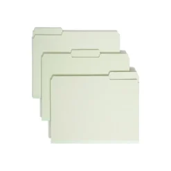 Smead Pressboard File Folder, 1/3-Cut Tab, 2" Expansion, Letter Size, Gray/Green, 25/Box (13234) Clearance