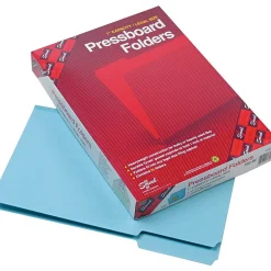 Smead Pressboard File Folder, 1/3-Cut Tab, 1" Expansion, Legal Size, Blue, 25 per Box (22530) Sale