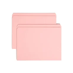 Smead Reinforced File Folder, Straight Cut, Letter Size, Pink, 100/Box (12610) Hot