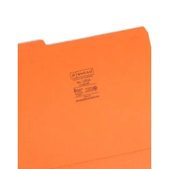 Smead Reinforced File Folder, 3 Tab, Letter Size, Orange, 100/Bx (12534) Discount