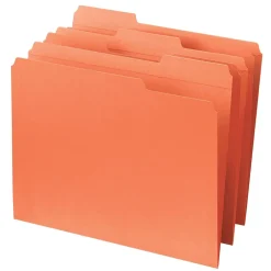 Smead Reinforced File Folder, 3 Tab, Letter Size, Orange, 100/Bx (12534) Discount