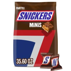 Chocolate<Snickers Minis Milk Chocolate Candy Bar, 35.6 oz., 2/Bag (MMM21024)