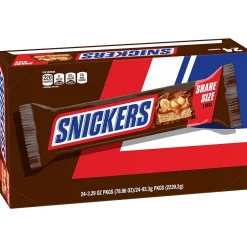 Chocolate<Snickers Sharing Size Milk Chocolate Candy Bars, 3.29 oz., 24/Box (MMM32252)