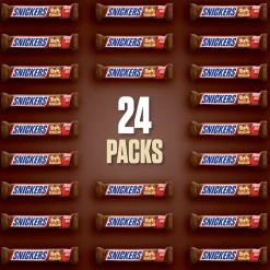 Chocolate<Snickers Sharing Size Milk Chocolate Candy Bars, 3.29 oz., 24/Box (MMM32252)