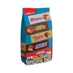 Chocolate<Mars Snickers, Twix, 3Musketeers and MilkyWay Minis Milk Chocolate Candy Bars Bulk Variety Pack, 30.63 oz. (460690)