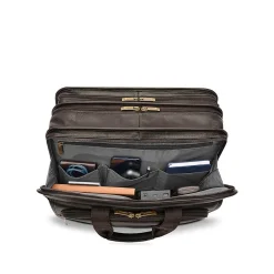 Solo New York Classic Leather Briefcase, Laptop Compatible, Espresso (D941-3)