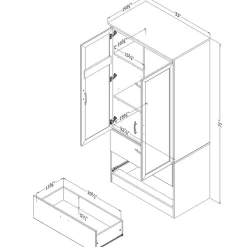 Acapella Wardrobe Armoire, Pure Black (5370038) Storage Cabinets
