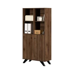 Clearance Helsy 65.25" 6-Shelf Bookcase with Adjustable Shelf, Natural Walnut Laminated Particleboard (13868) Bookcases