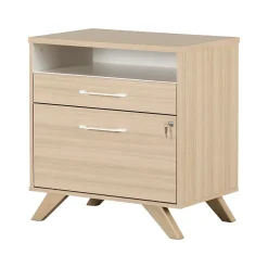 Online Helsy 2-Drawer Lateral File Cabinet, Letter/Legal Size, Lockable, 30.25"H x 29"W x 18.5"D, Soft Elm/White (13304) File Cabinets